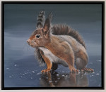 Eekhoorn acryl 60/70cm in zwarte baklijst € 700,-