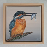 ijsvogel acryl 20/20cm incl. baklijst € 200,-