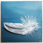 vogelveer wit canvas 20/20 cm € 45,-