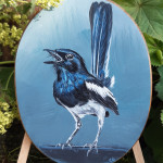 ekster ovaal hout hoogte 19 cm € 40,-