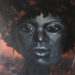 Afrikaanse vrouw, acryl op doek. 120/120cm 2015, verkocht.